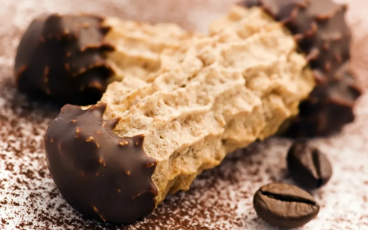 Chocolate-dipped biscuit